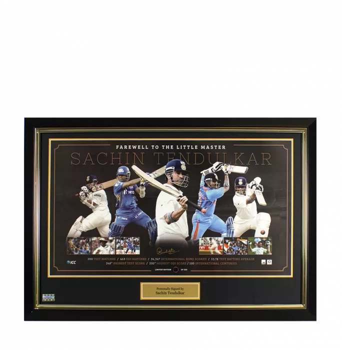 icons Sachin Tendulkar Signed and Framed India Photo: Farewell To The Little Master