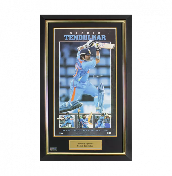 icons Sachin Tendulkar Signed and Framed India Photo: The Most Prolific Run Maker of All Time