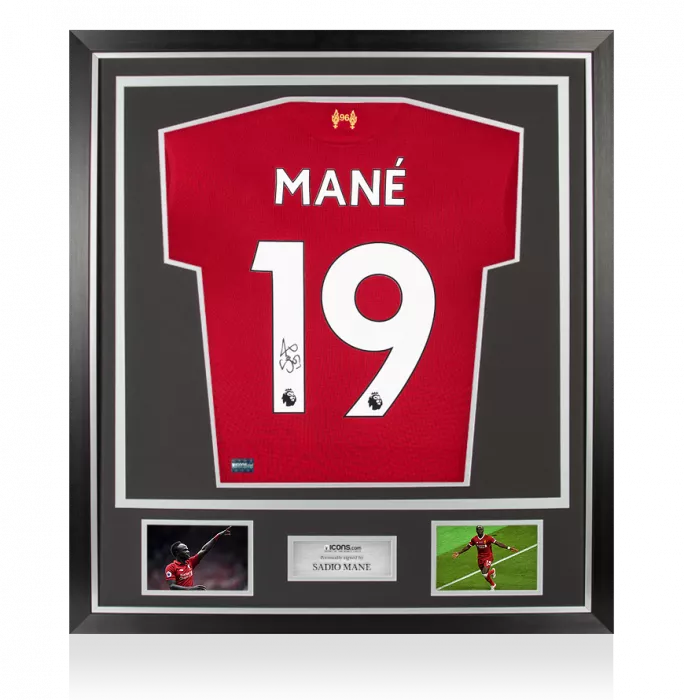 Icons Sadio Mane Back Signed Liverpool 2017-18 Home Shirt In Classic Frame