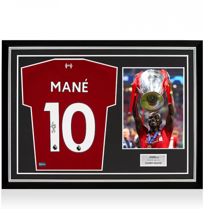 Icons Sadio Mane Back Signed Liverpool 2018-19 Home Shirt In Hero Frame – Option 2
