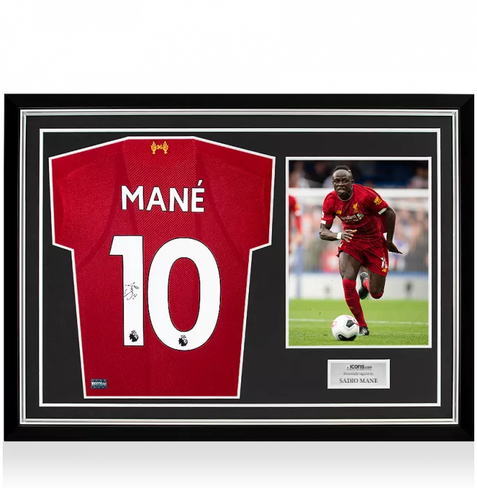 Icons Sadio Mane Back Signed Liverpool 2019-20 Home Shirt In Hero Frame: Option 1