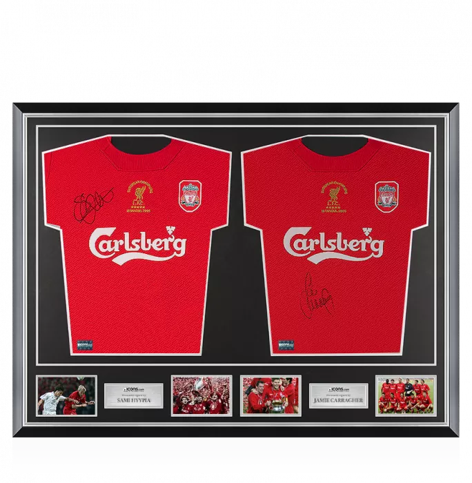 Icons Sami Hyypia & Jamie Carragher Front Signed Liverpool Shirts In Dual Frame