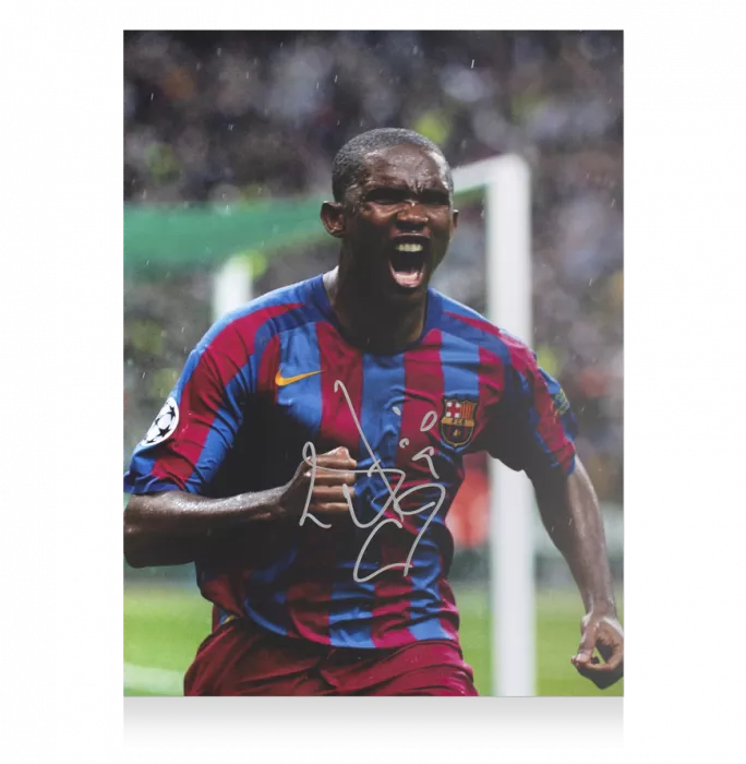 Icons Samuel Eto’o Official FC Barcelona Signed And Framed Photo: 2006 UEFA Champions League Final Goal