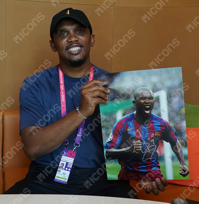 Icons Samuel Eto’o Official FC Barcelona Signed And Framed Photo: 2006 UEFA Champions League Final Goal