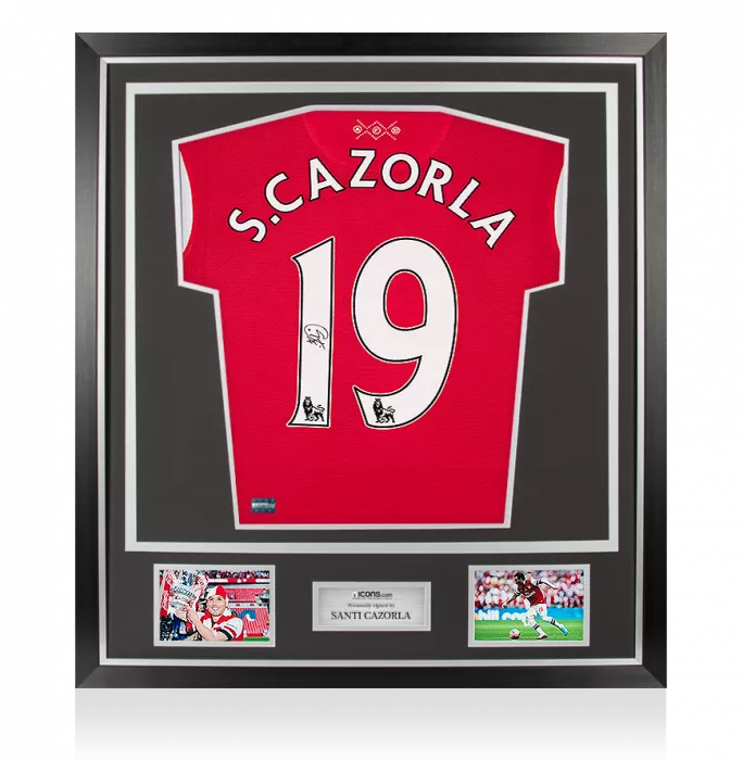 icons Santi Cazorla Back Signed Arsenal Home Shirt In Classic Frame