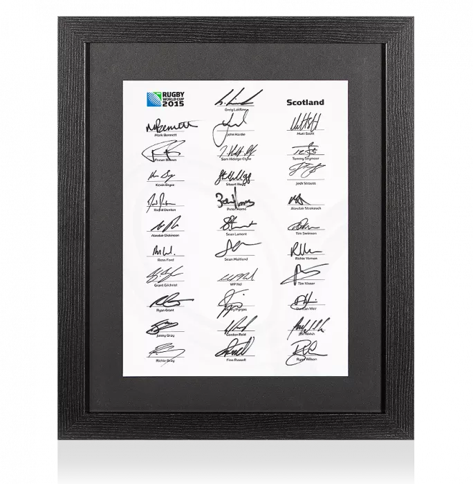 Icons Scotland Rugby World Cup 2015 Squad Signed Card In Black Wooden Frame: Signed By 31
