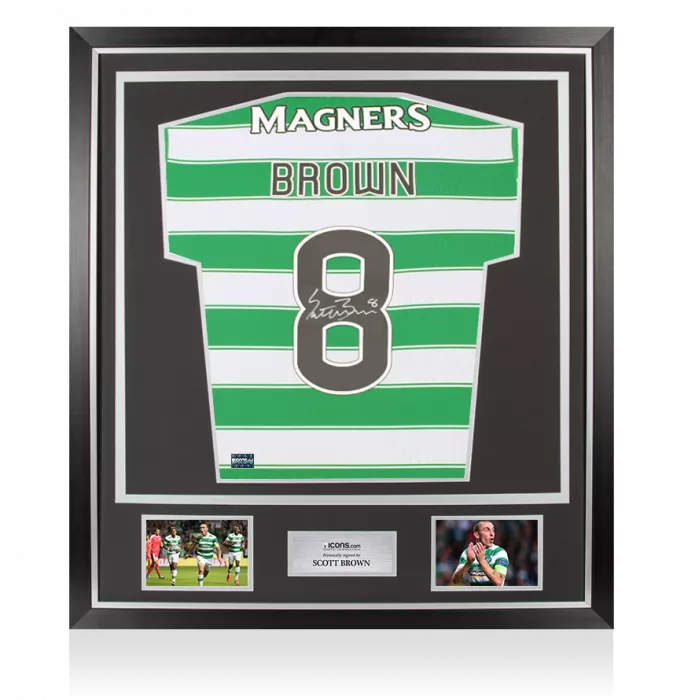 icons Scott Brown Back Signed Celtic 2022-23 Home Shirt In Classic Frame