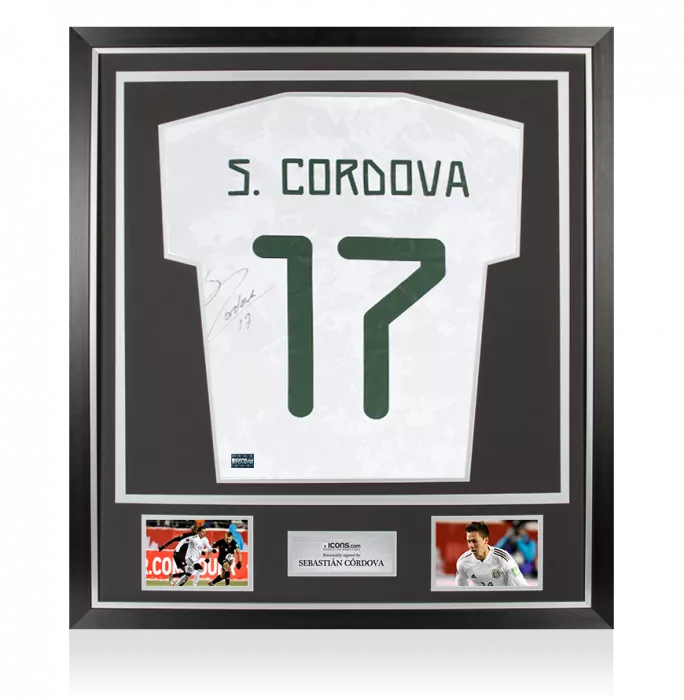 icons Sebastian Cordova Back Signed Mexico 2020 Away Shirt In Classic Frame