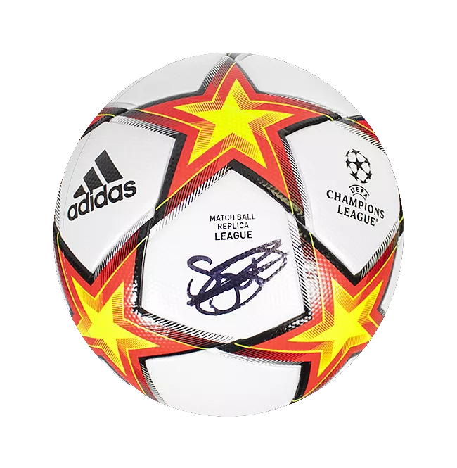 Icons Sergino Dest Official UEFA Champions League Signed Football In Acrylic Case
