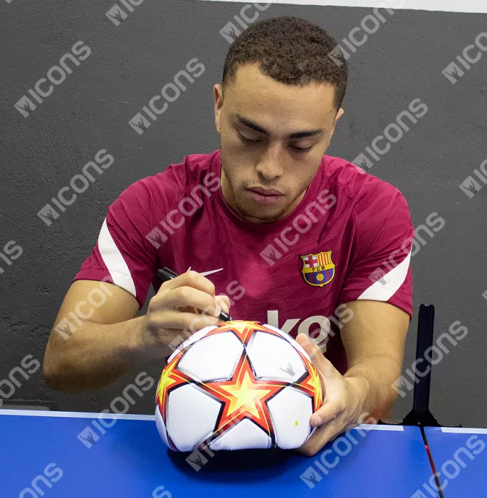 Icons Sergino Dest Official UEFA Champions League Signed Football In Acrylic Case