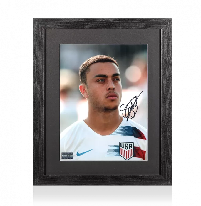 icons Sergino Dest Signed Portrait USMNT Photo In Black Wooden Frame