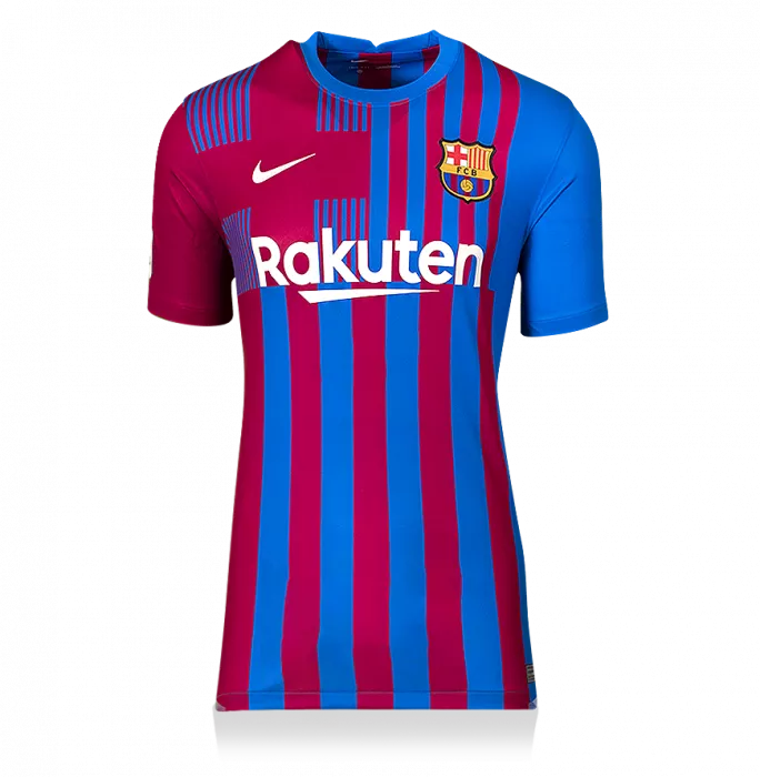 Icons Sergio Aguero Official FC Barcelona Back Signed And Framed 2021-22 Home Shirt