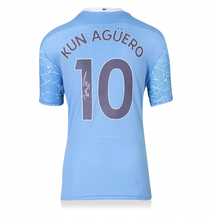Icons Sergio Aguero Signed Manchester City 2020-21 Home Shirt