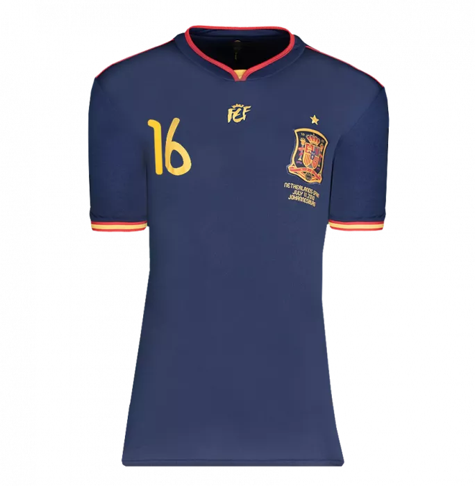 Icons Sergio Busquets Back Signed Spain 2010 Away Shirt In Hero Frame: Option 1