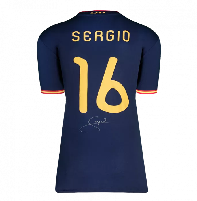 Icons Sergio Busquets Back Signed Spain 2010 Away Shirt In Classic Frame