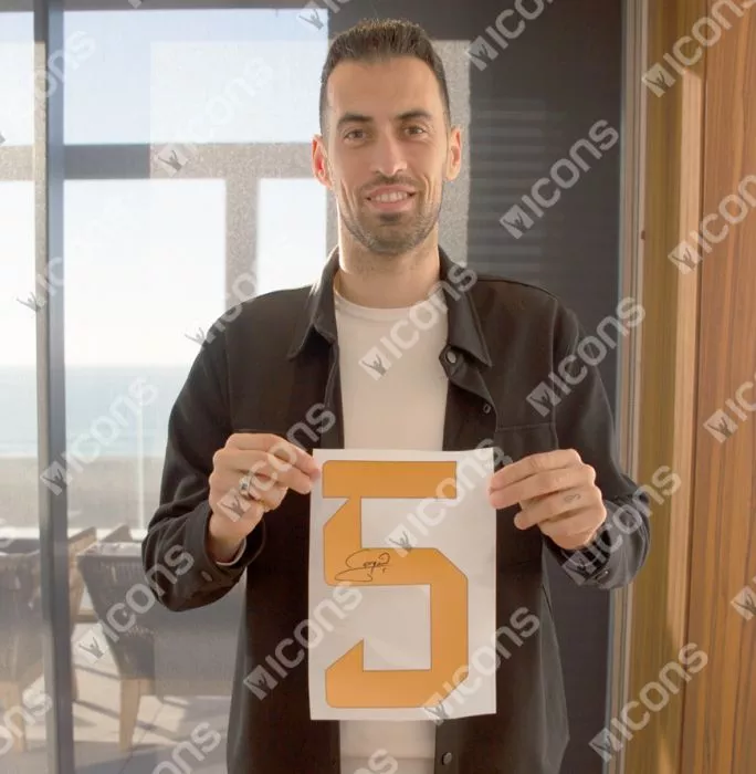 Icons Sergio Busquets Back Signed Spain 2022-23 Home Shirt With Fan Style Number In Classic Frame