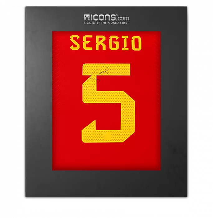 icons Sergio Busquets Back Signed Spain 2022-23 Home Shirt In Deluxe Packaging