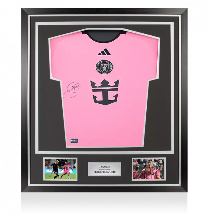 icons Sergio Busquets Front Signed Inter Miami CF 2024-25 Home Shirt In Classic Frame