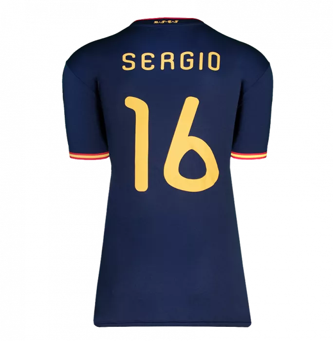 Icons Sergio Busquets Front Signed Spain 2010 Away Shirt - "2010 World Cup Winner" Inscription In Hero Frame: Option 1