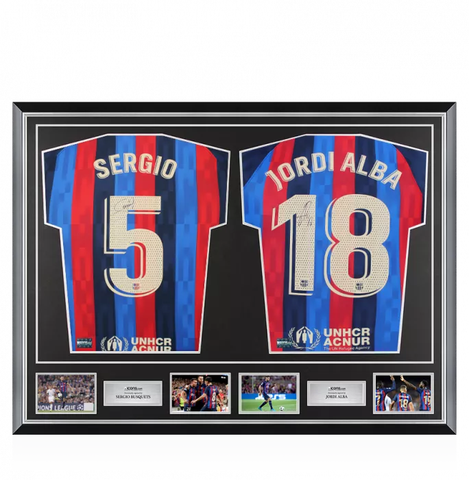 icons Sergio Busquets & Jordi Alba Signed Barcelona Shirts In Classic Dual Frame