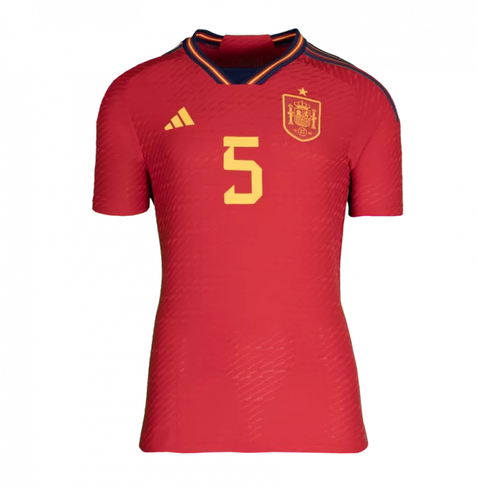 Icons Sergio Busquets Official 2022 FIFA World Cup™ Back Signed And Framed Spain 2022-23 Home Shirt