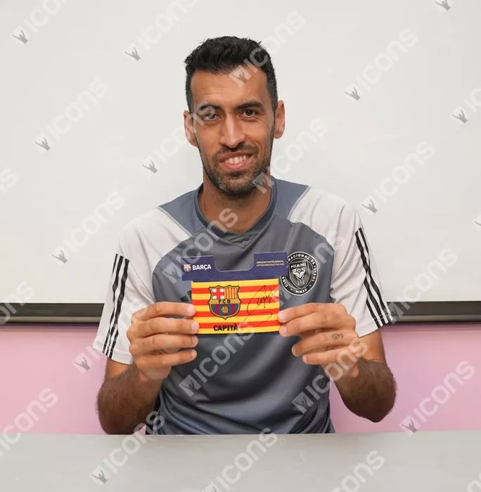 Icons Sergio Busquets Official FC Barcelona Signed And Framed Branded Captain's Armband