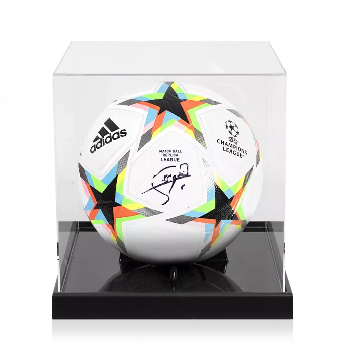 icons Sergio Busquets Signed UEFA Champions League Football In Acrylic Case