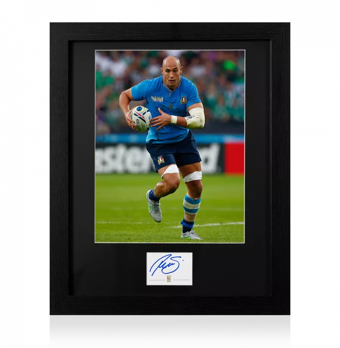 icons Sergio Parisse Signed Rugby World Cup 2015 Card and Italy Photo Frame