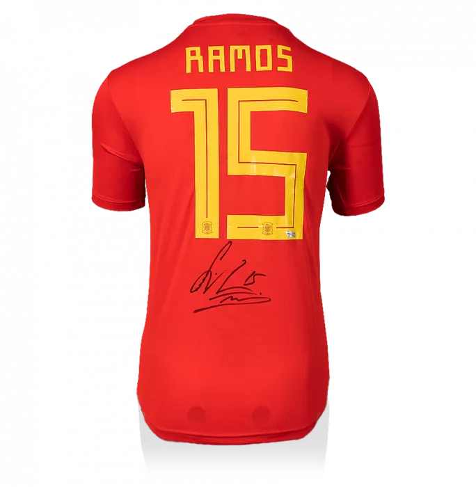 icons Sergio Ramos Back Signed Spain 2018 Home Shirt