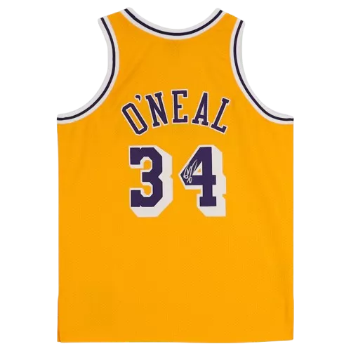 Icons Shaquille O'Neal Signed And Framed Los Angeles Lakers Mitchell & Ness Gold Authentic Jersey