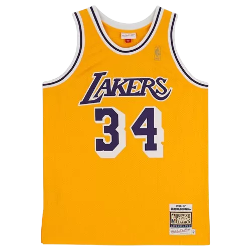 Icons Shaquille O'Neal Signed And Framed Los Angeles Lakers Mitchell & Ness Gold Authentic Jersey