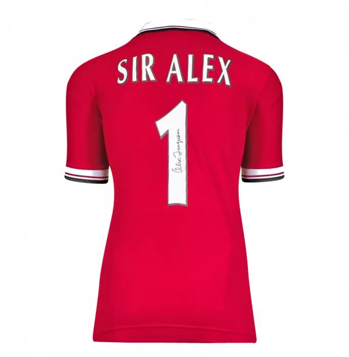 Icons Sir Alex Ferguson Back Signed Manchester United 1999 League Shirt - Number 1 In Deluxe Packaging