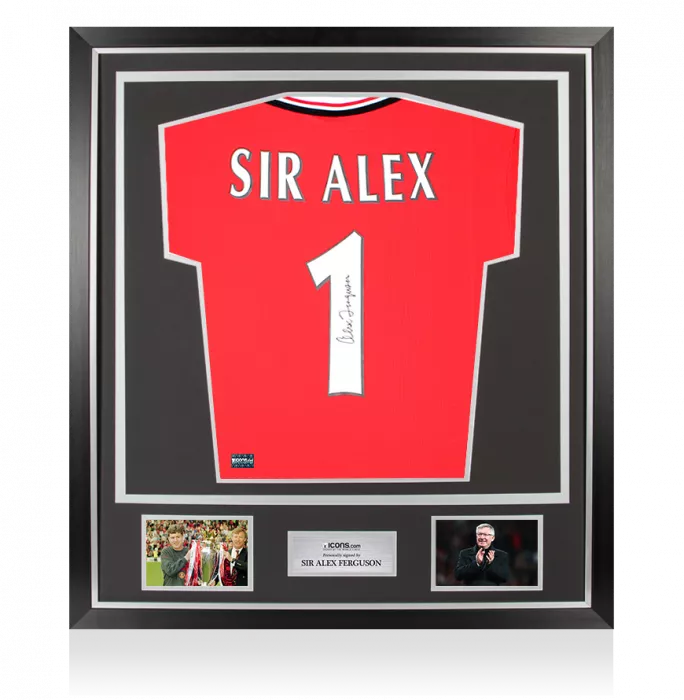 icons Sir Alex Ferguson Back Signed Manchester United 1999 League Shirt - Number 1 In Classic Frame