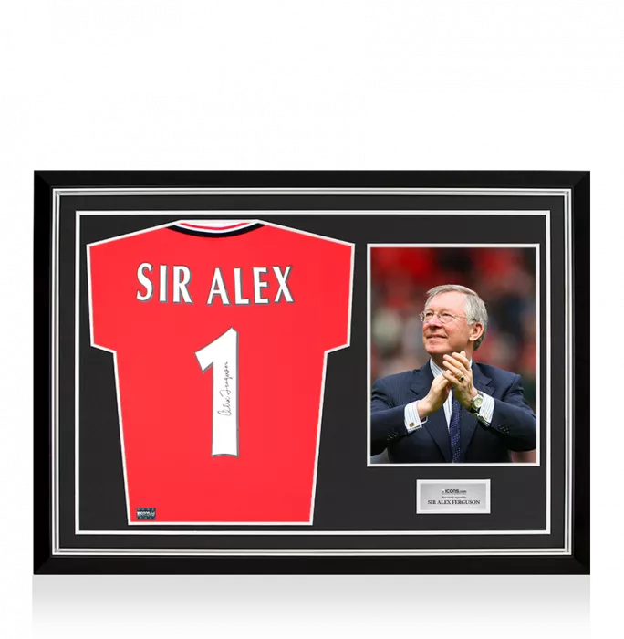 icons Sir Alex Ferguson Back Signed Manchester United 1999 Home Shirt: Sir Alex 1 In Hero Frame: Option 1