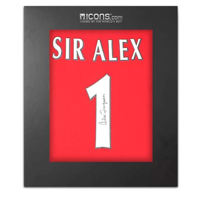 icons Sir Alex Ferguson Back Signed Manchester United 1999 League Shirt - Number 1 In Deluxe Packaging