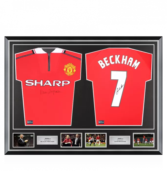 icons Sir Alex Ferguson & David Beckham Signed Manchester United Home Shirts In Classic Dual Frame