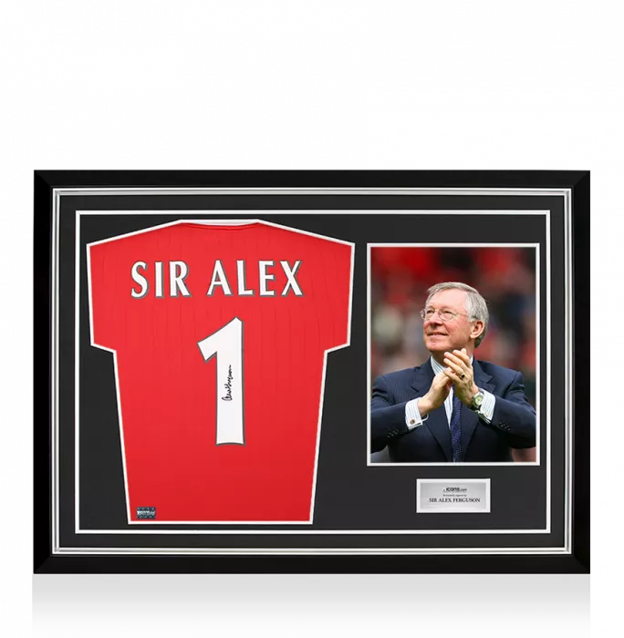 icons Sir Alex Ferguson Ferguson Back Signed Manchester United 2022-23 Home Shirt In Hero Frame: Option 1