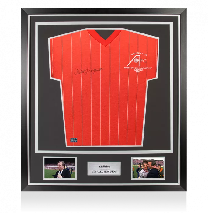icons Sir Alex Ferguson Front Signed Aberdeen 1983 European Cup Winners Shirt In Classic Frame