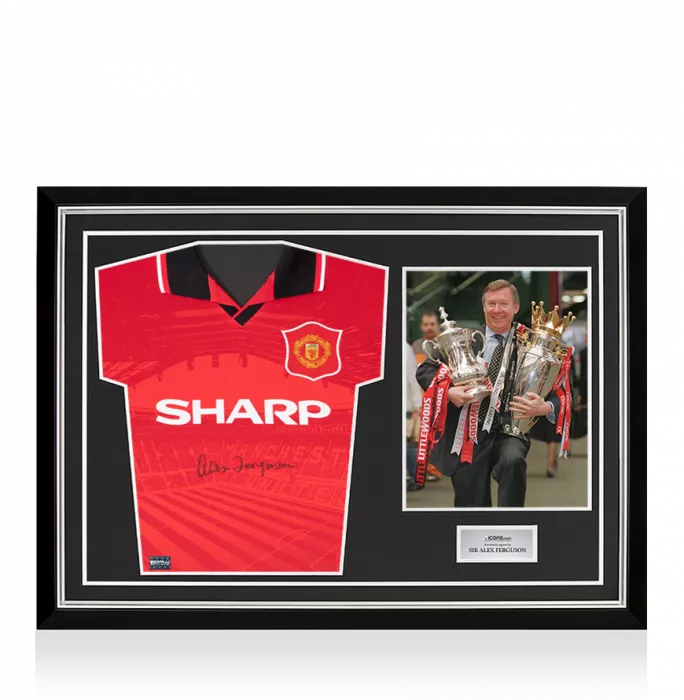 icons Sir Alex Ferguson Front Signed Manchester United 1996 Home Shirt In Hero Frame: Option 1