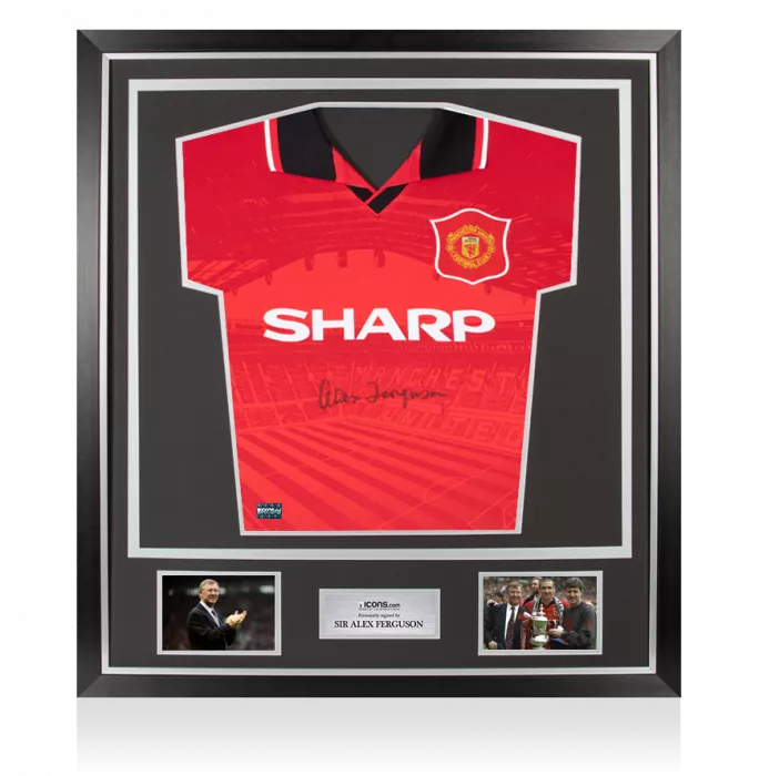icons Sir Alex Ferguson Front Signed Manchester United 1996 Home Shirt In Classic Frame