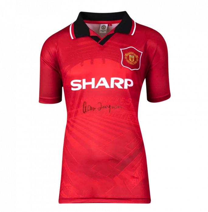 Icons Sir Alex Ferguson Front Signed Manchester United 1996 Home Shirt