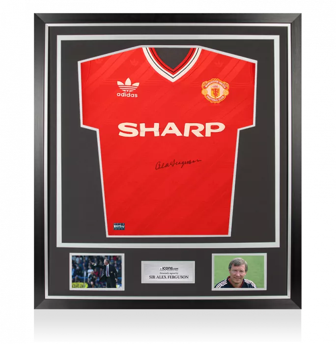 icons Sir Alex Ferguson Front Signed Manchester United 1986-88 Home Shirt In Classic Frame
