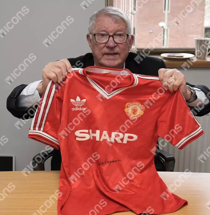 Icons Sir Alex Ferguson Front Signed Manchester United 1986-88 Home Shirt In Deluxe Packaging