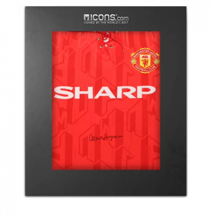 icons Sir Alex Ferguson Front Signed Manchester United 1994 Home Shirt In Deluxe Packaging