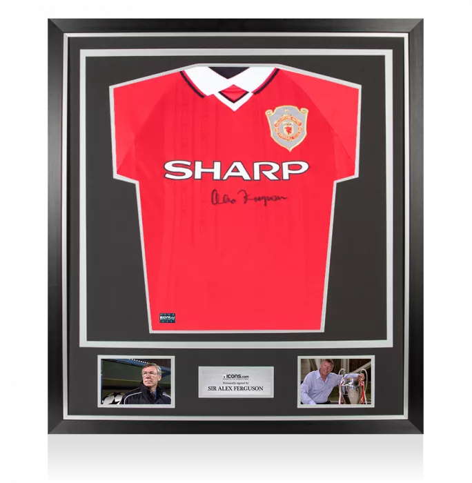 icons Sir Alex Ferguson Front Signed Manchester United 1999 UCL Final Shirt In Classic Frame