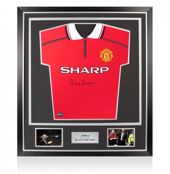 icons Sir Alex Ferguson Front Signed Manchester United 1999 Home Shirt In Classic Frame