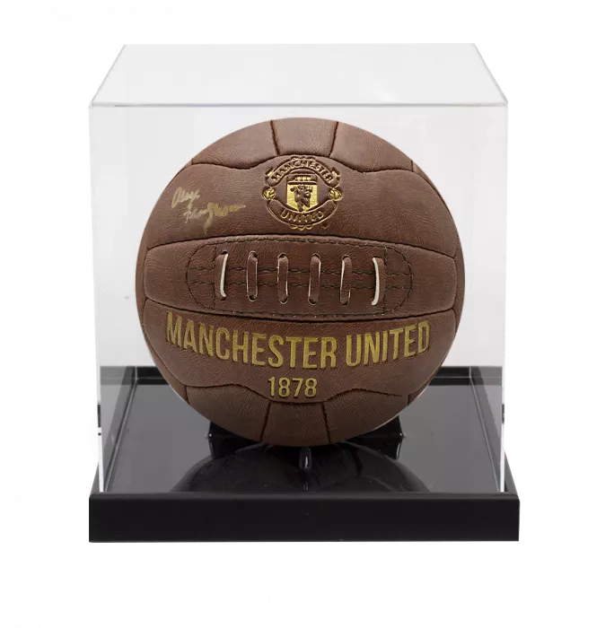 icons Sir Alex Ferguson Signed Manchester United Heritage Football In Acrylic Case