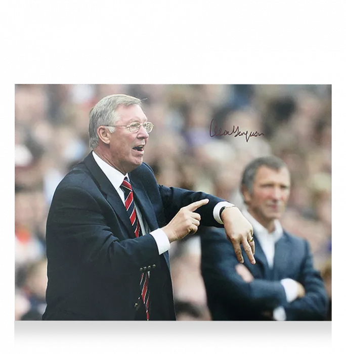 Icons Sir Alex Ferguson Signed Manchester United Photo In Black Wooden Frame: Fergie Time