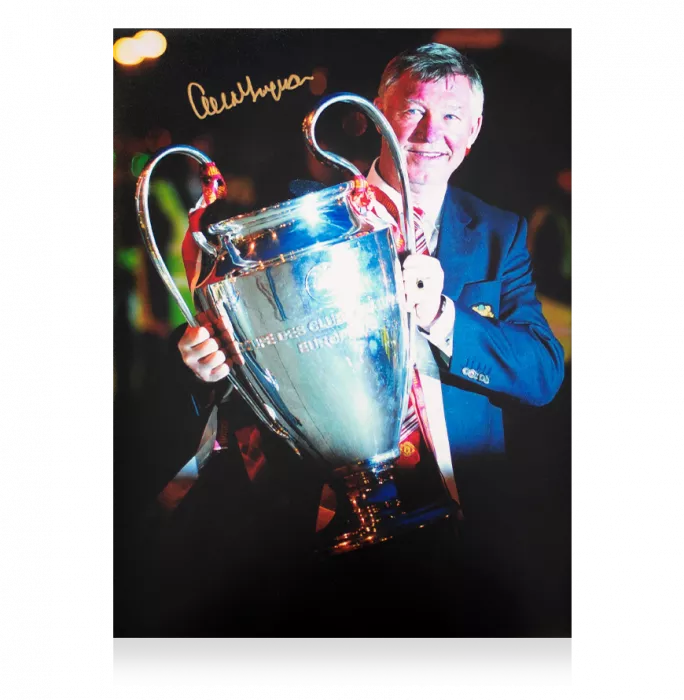 Icons Sir Alex Ferguson Signed Manchester United Photo In Black Wooden Frame: 2008 UEFA Champions League Winner