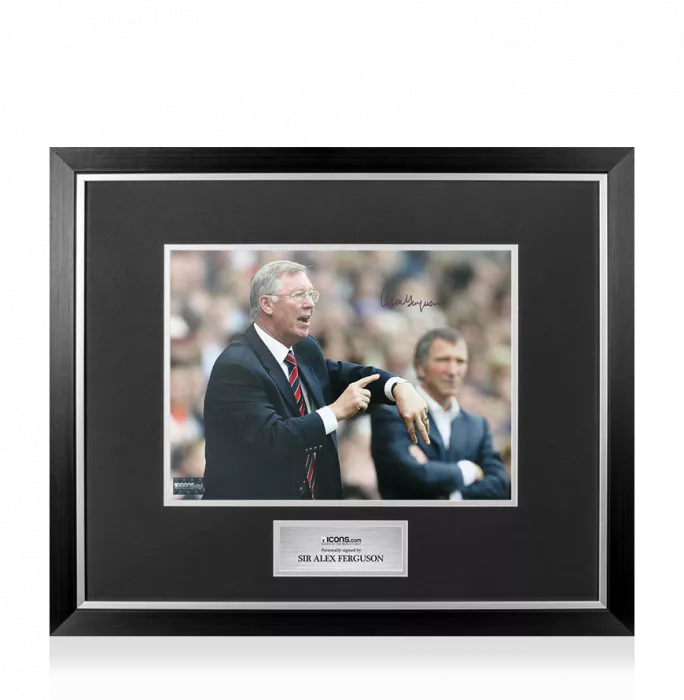 icons Sir Alex Ferguson Signed Manchester United Photo In Premium Photo Frame: Fergie Time